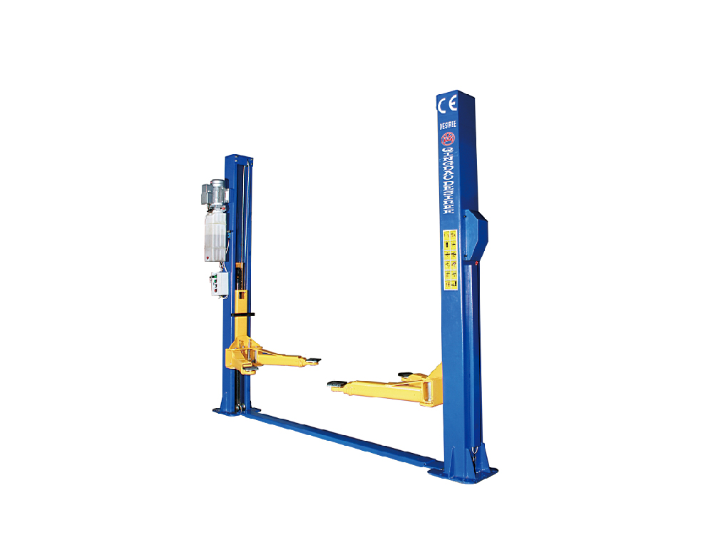 Two Post Double-Cylinder, Single Point Lock Release Floor Plate car Lift